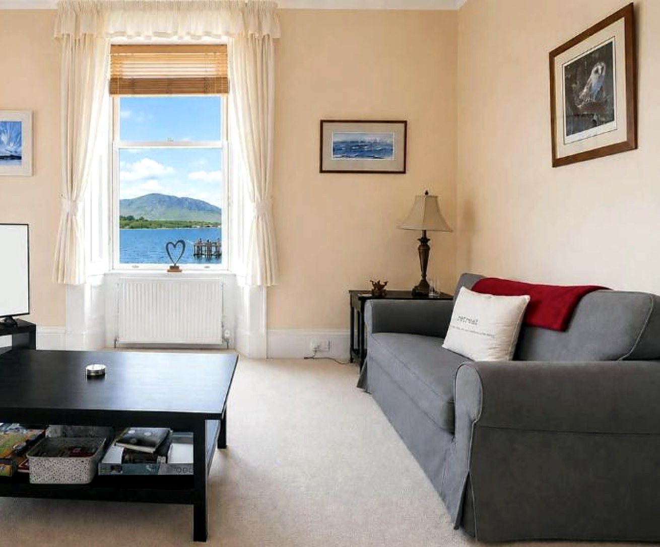 Sea-view sitting room at Ardyne House, Rothesay