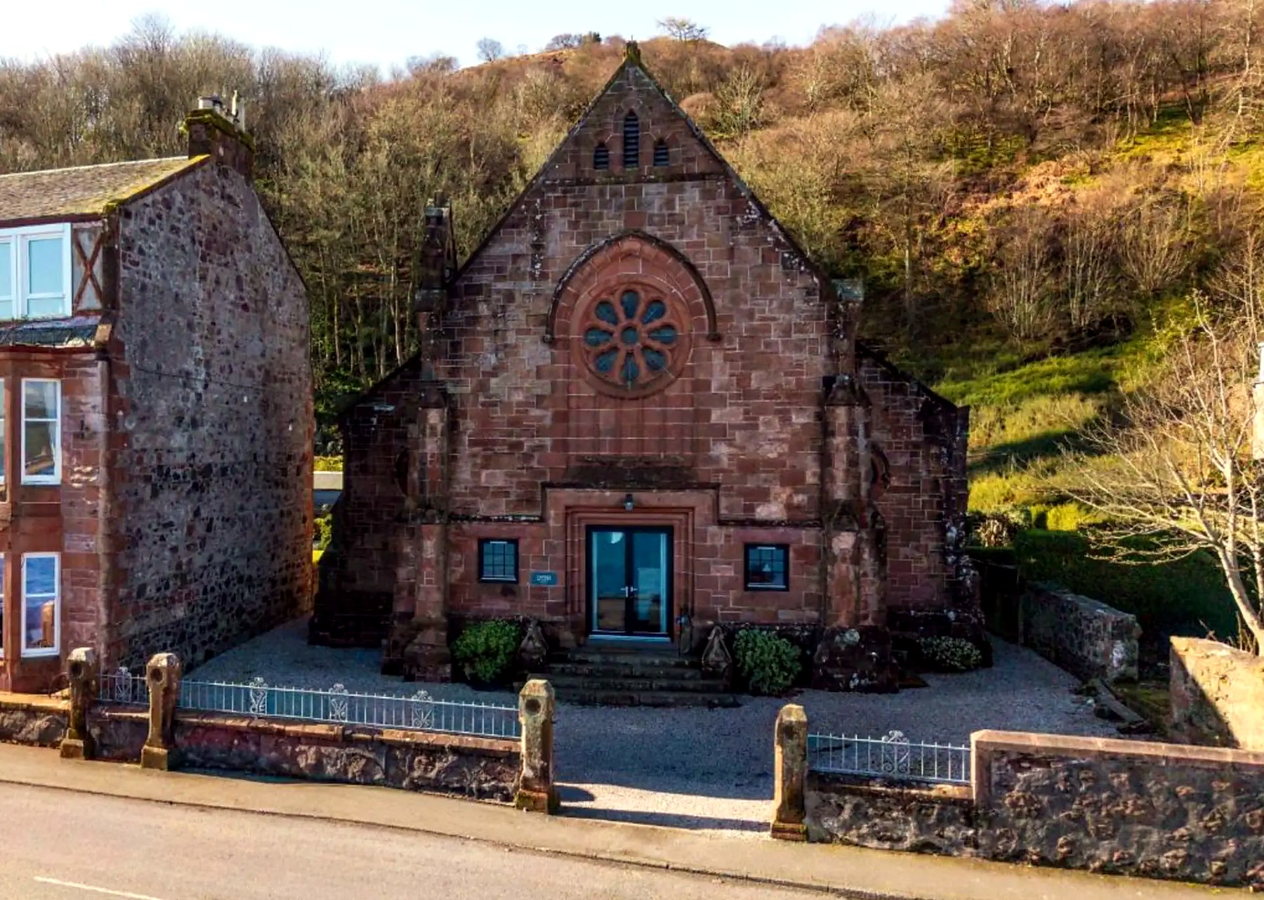Red sandstone converted church on the Isle of Bute