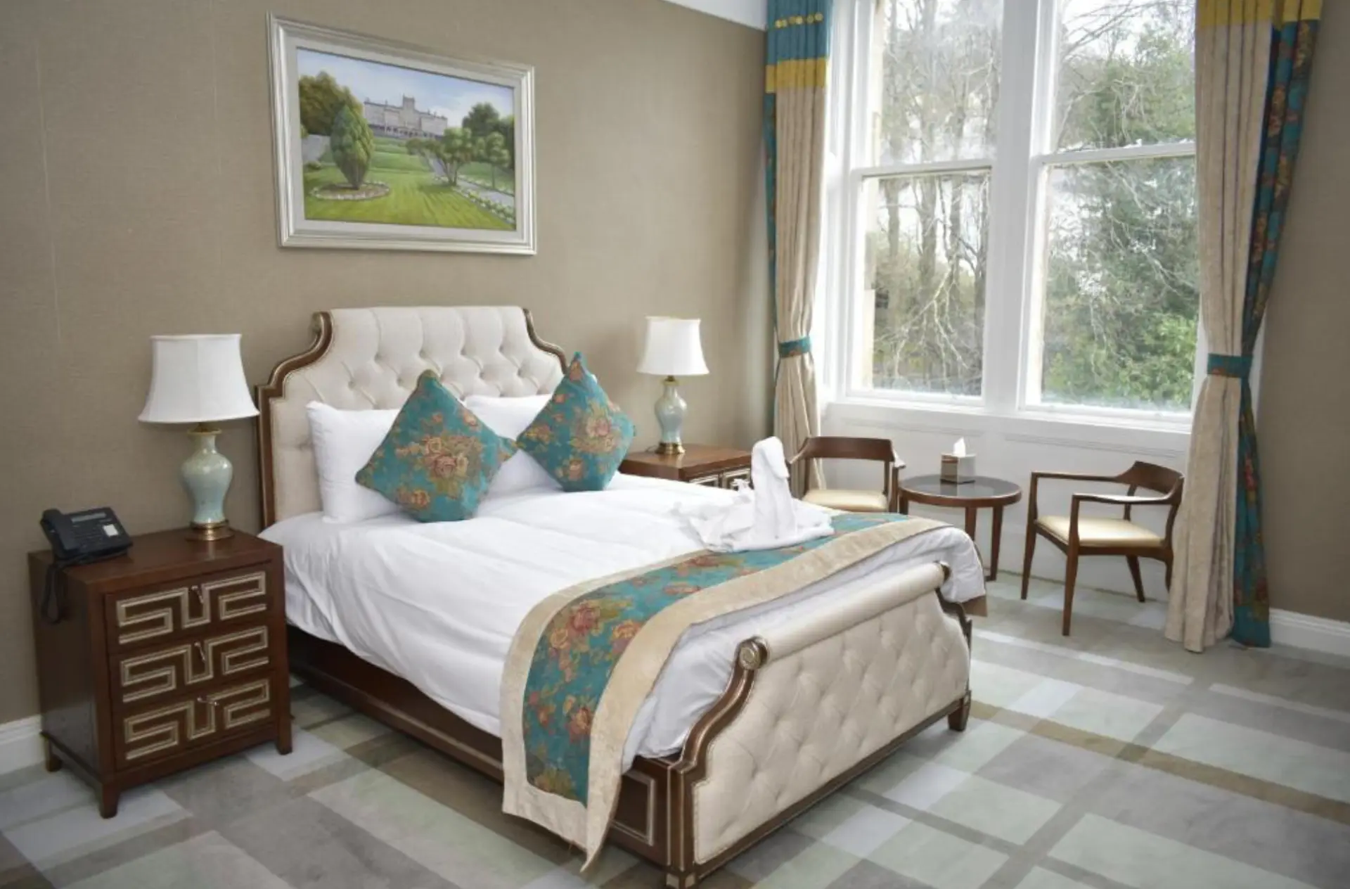 A traditionally furnished double bedroom at The Glenburn Hotel